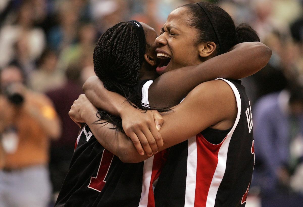 Laura Harper celebrates Maryland's 2006 title